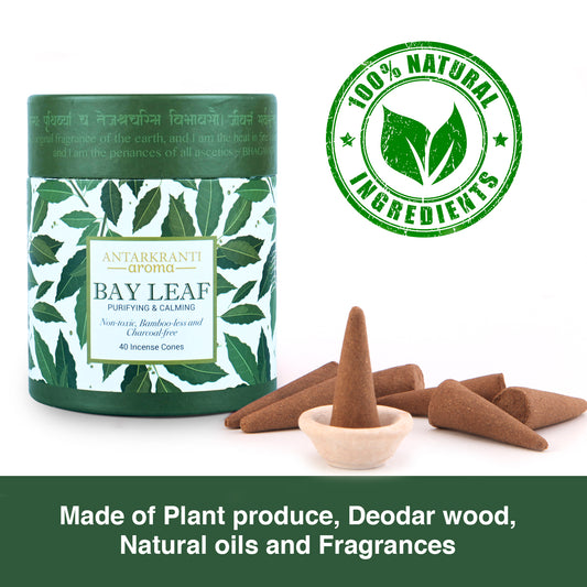 SACRED LIFE Dry Dhoop BAY LEAF Incense Cones | Low Smoke Dhoop for Pooja | Organic & Charcoal Free | Aromatherapy | Meditation | Yoga | Sacred Life