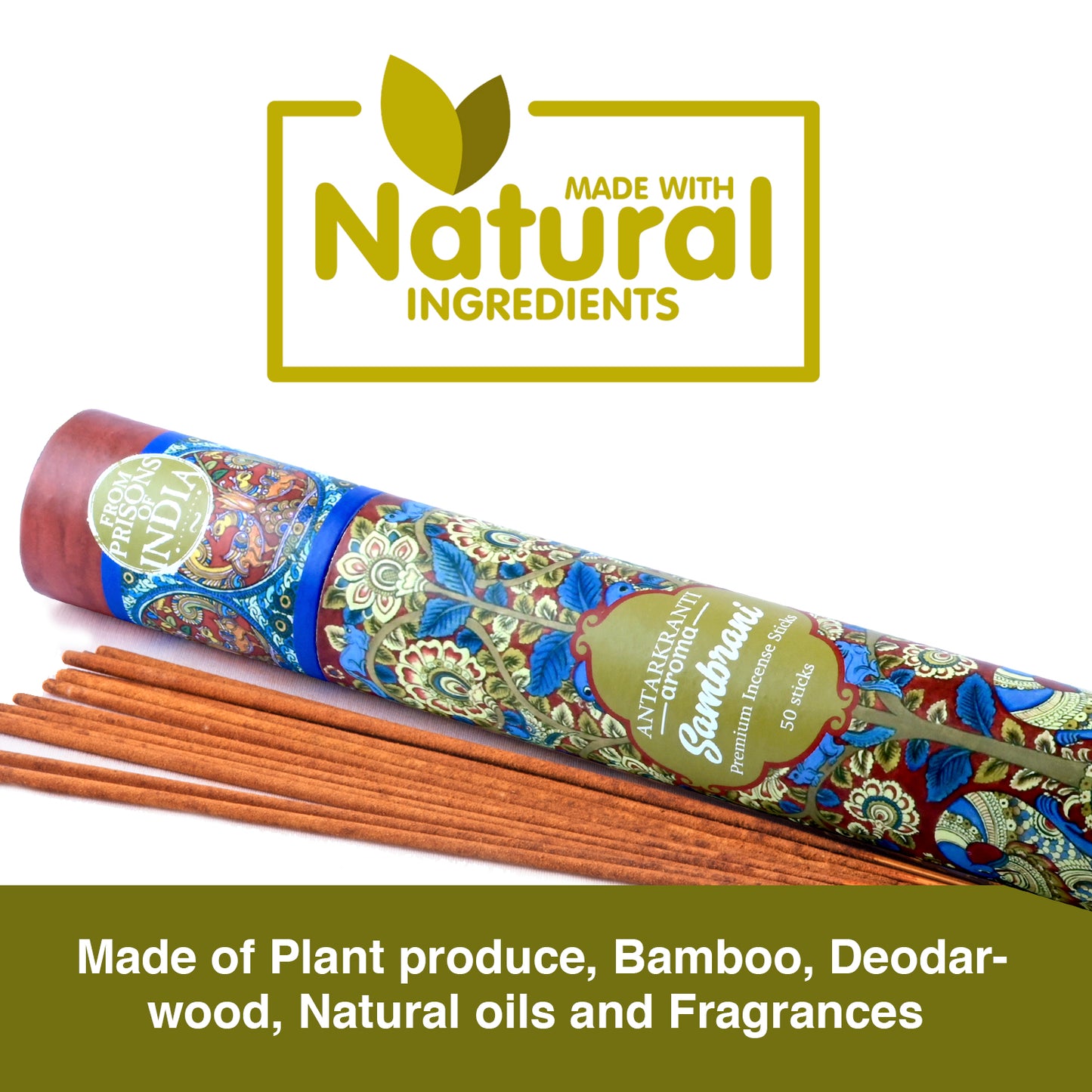 Antarkranti SAMBRANI Incense Stick | 100% Natural & Charcoal Free | Handcrafted Agarbatti for Positive Energy, Yoga & Meditation | Temple Fragrance | Sacred Life