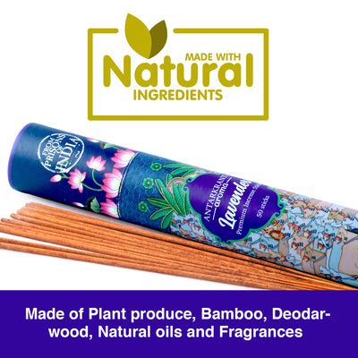 ANTARKRANTI | LAVENDER Incense Sticks | 100% Natural and Charcoal Free | Handcrafted Agarbatti for Positive Energy & Yoga Meditation| Pooja Item for Home| Sacred Life