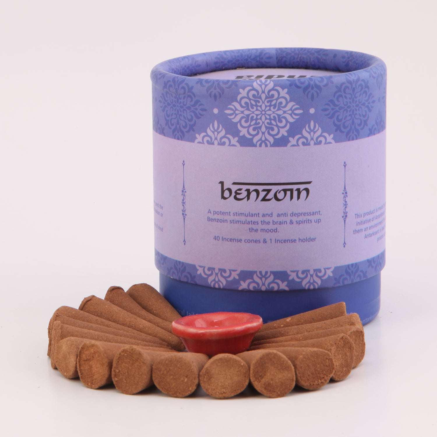 Benzoin Natural Incense Dhoop cones with a Cone holder | Charcoal free