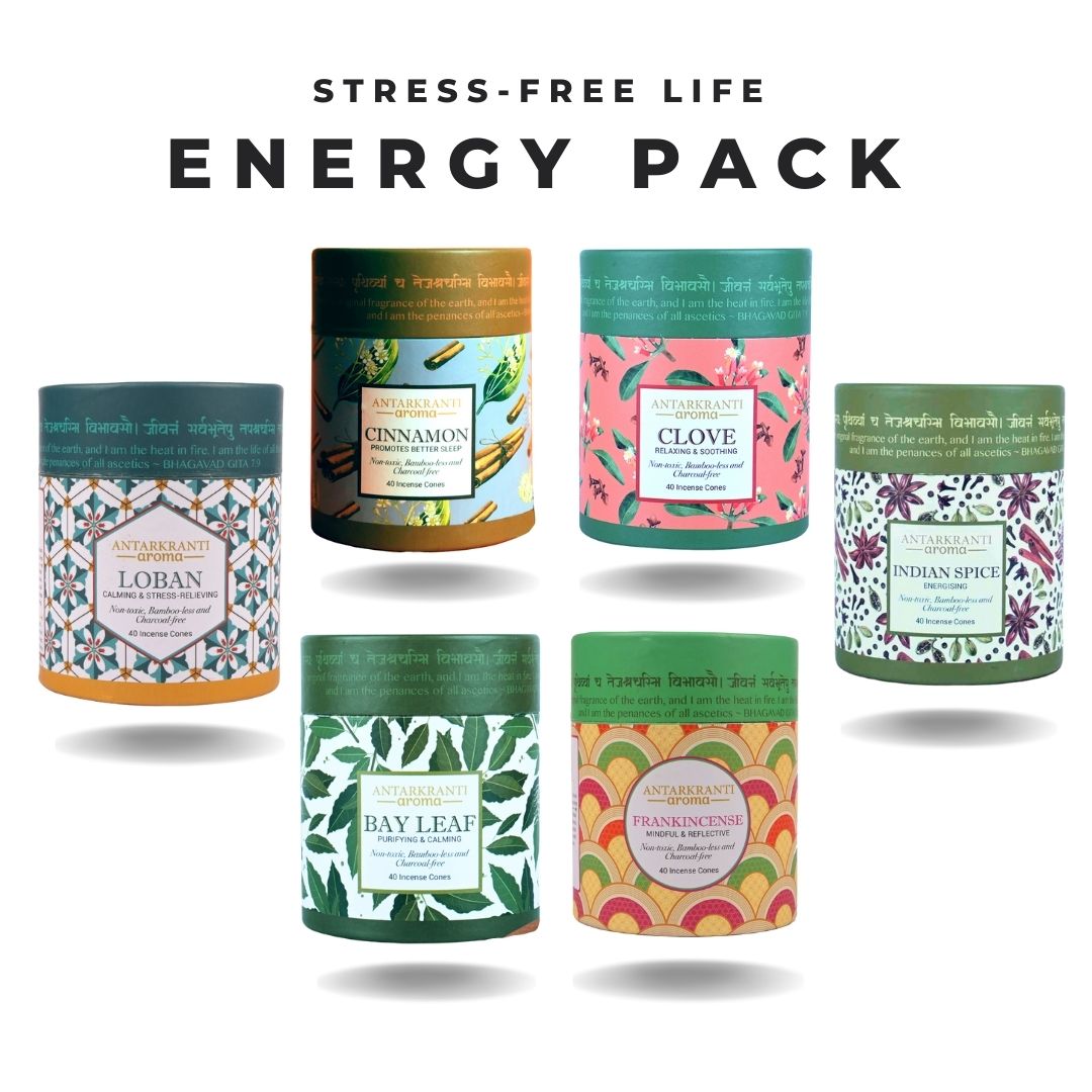 SACRED LIFE ENERGY PACK | Dry Dhoop Incense Cones | Loban, Cinnamon, Bay Leaf, Clove, Frankincense, Indian Spice