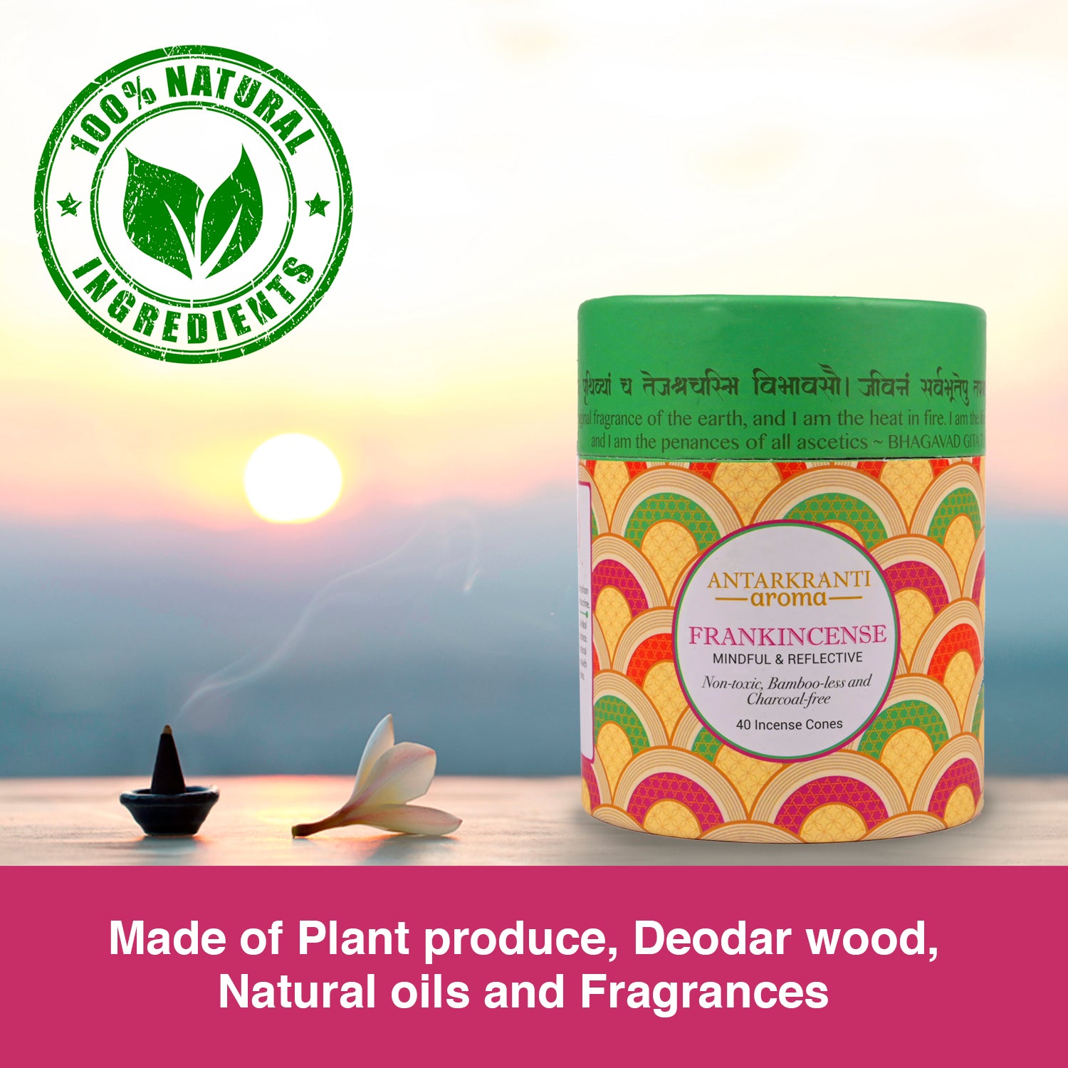 SACRED LIFE Dry Dhoop FRANKINCENSE Cones | Burning Time 35 Minutes | Low Smoke Dhoop for Pooja | Aromatherapy | Meditation | Yoga 100% Organic & Charcoal Free |