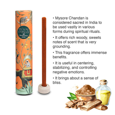 Sacred Life | Yoga Incense Sticks | Mysore-Chandan Musk Tulsi & Jasmine | Pack of 4 | Bambooless Agarbatti | Antarkranti