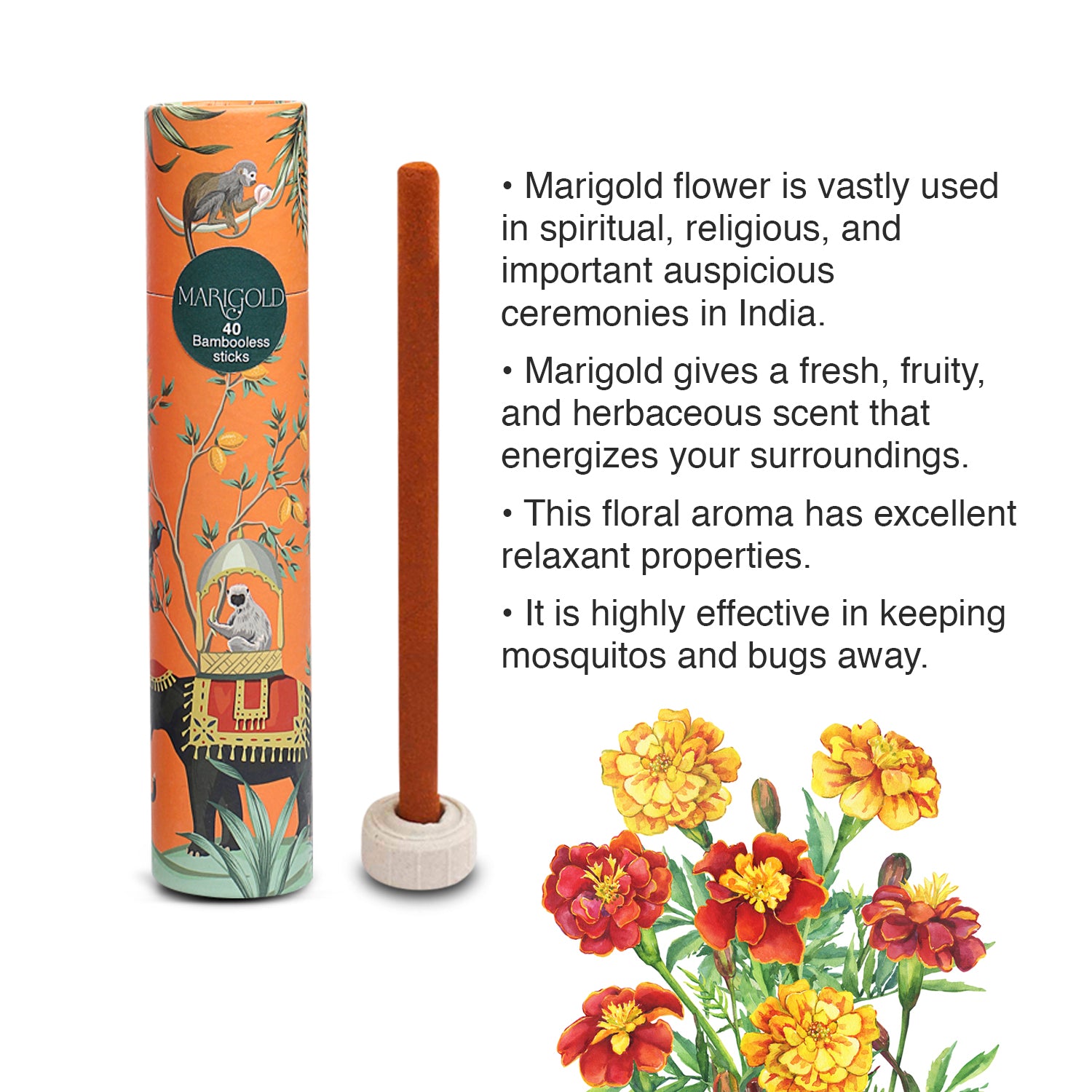 Antarkranti Yoga Incense Sticks Combo | Marigold Mysore-Chandan Lotus & Tulsi | Pack of 4 | Bambooless Agarbatti | Sacred Life