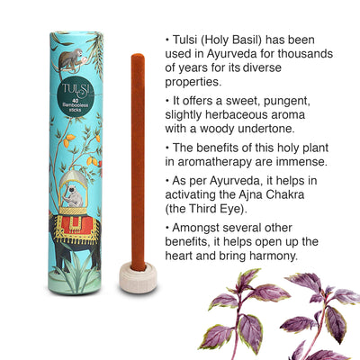 Antarkranti Yoga Incense Sticks | Mysore-Chandan Musk Lotus & Tulsi | Pack of 4 | Bambooless Agarbatti | Sacred Life